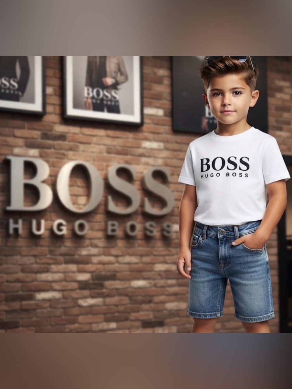 Authentic Hugo Boss signature designer denim boys jeans shorts sz 5